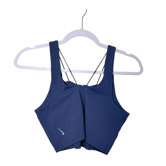 Nike Yoga Luxe Infinalon Cropped Tank Stretch‎ Activewear Blue Purple Women M - Picture 2 of 7